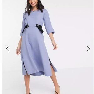 Closet London midi dress with double tie in lavender